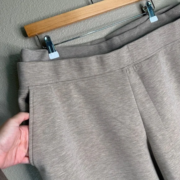 OGL FuzzLuxe Double Waistband Straight Leg Pants w/ Pockets 2XL | Heather Taupe - Picture 2 of 8